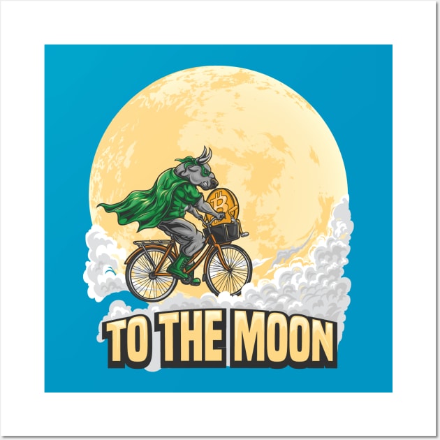 Bitcoin to the moon Wall Art by Teebee